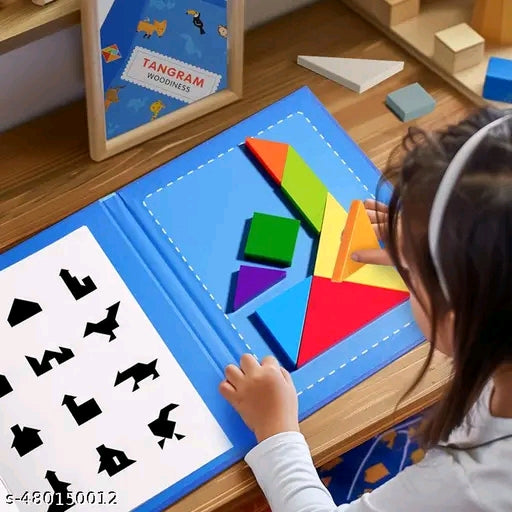 Tangram magnetic wooden puzzle