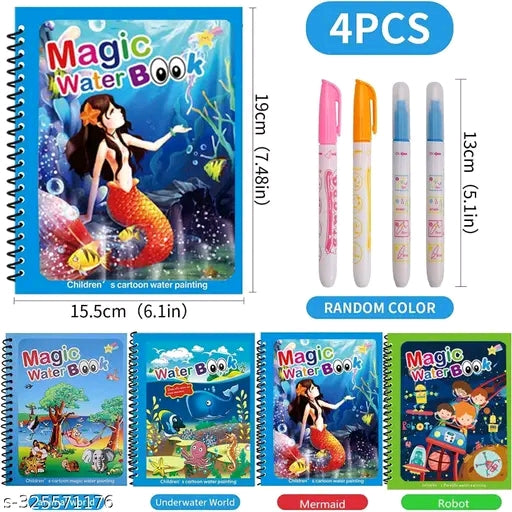 Kid's Magic Water Coloring Books 4 Books 4 pens