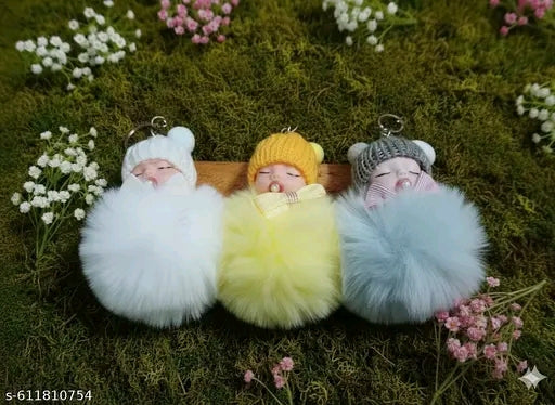 Cute Fluffy pompom doll keychain